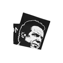 Load image into Gallery viewer, Front-view of a black neck gaiter, folded in half, featuring the Cuomo Sapiens NO BALONEY graphic in white.