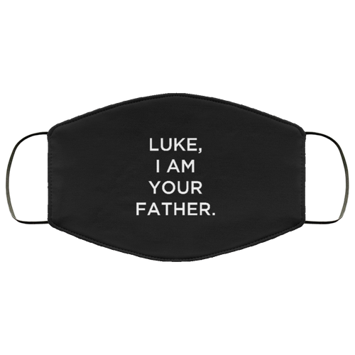 Cuomo Sapiens 2-ply protective face mask, in black, featuring white type that reads 'Luke, I am your father.'