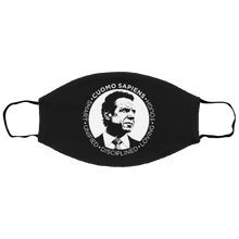 Load image into Gallery viewer, Cuomo Sapiens 2-ply protective face mask, in black, featuring the Cuomo Sapiens S.U.D.L.T. SEAL graphic in white.
