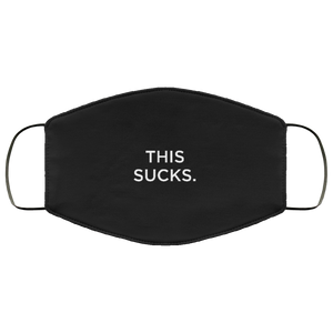 Cuomo Sapiens 2-ply protective face mask, in black, featuring white type that reads 'This Sucks.'