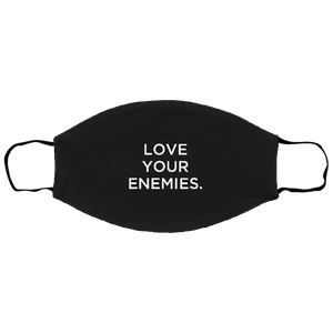 Cuomo Sapiens 2-ply protective face mask, in black, featuring white type that reads 'Love Your Enemies.'