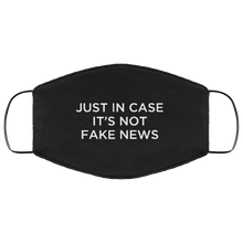 Load image into Gallery viewer, Cuomo Sapiens 2-ply protective face mask, in black, featuring white type that reads &#39;Just in case it&#39;s not Fake News.&#39;
