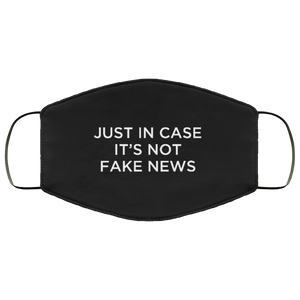 Cuomo Sapiens 2-ply protective face mask, in black, featuring white type that reads 'Just in case it's not Fake News.'