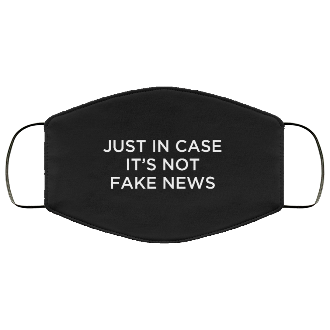 Cuomo Sapiens 2-ply protective face mask, in black, featuring white type that reads 'Just in case it's not Fake News.'