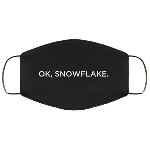 Cuomo Sapiens 2-ply protective face mask, in black, featuring white type that reads 'OK, Snowflake.'