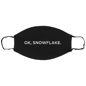 Cuomo Sapiens 2-ply protective face mask, in black, featuring white type that reads 'OK, Snowflake.'