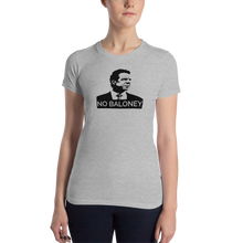 Load image into Gallery viewer, Cuomo Sapiens Women's Slim Fit T-Shirt—NO BALONEY, in Heather Grey and White
