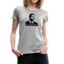 Load image into Gallery viewer, Cuomo Sapiens Women's Slim Fit T-Shirt—NO BALONEY, in Heather Grey and White
