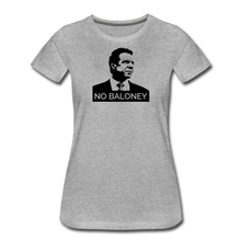 Load image into Gallery viewer, Cuomo Sapiens Women's Slim Fit T-Shirt—NO BALONEY, in Heather Grey and White
