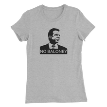 Load image into Gallery viewer, Cuomo Sapiens Women's Slim Fit T-Shirt—NO BALONEY, in Heather Grey and White
