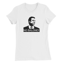 Load image into Gallery viewer, Cuomo Sapiens Women's Slim Fit T-Shirt—NO BALONEY, in Heather Grey and White
